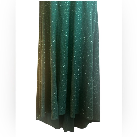 LuLaRoe Carly Swing Dress Size Medium Green Sparkle Short Sleeve Flowy Relaxed - Picture 3 of 9